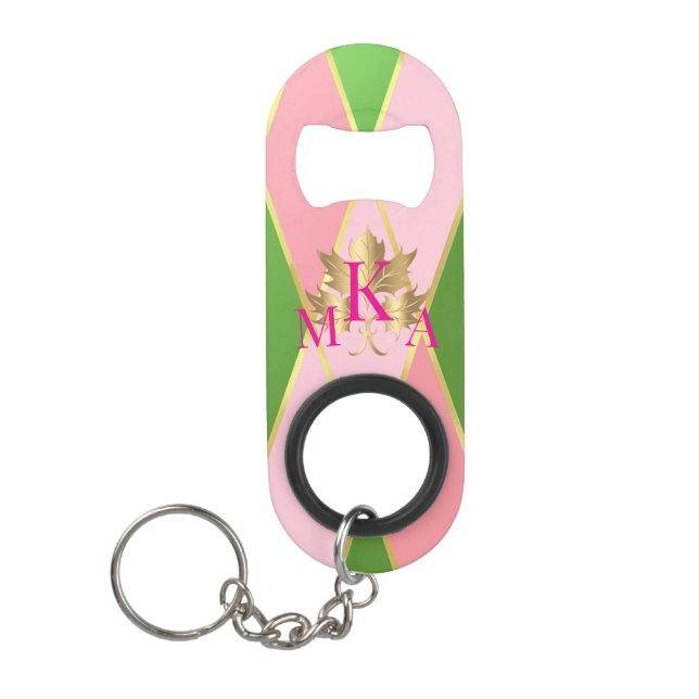 Chic Monogrammed Pink and Green  (Front)