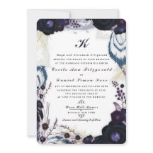 Chic Monogrammed Purple Floral Winter Wedding