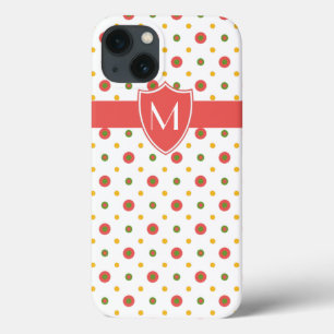 Chic Monogrammed Red on White Polka Dots iPad Case