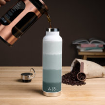 Chic Monogrammed Watercolor Limed Spruce Ombre