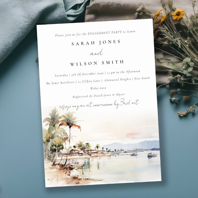 Chic Montego Bay Jamaica Landscape Engagement Invitation (Creator Uploaded)