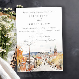 Chic Montpelier City Scape Vermont Engagement Invitation