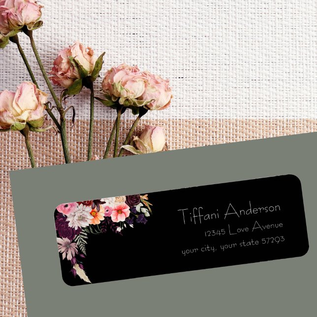 Chic Moody Flowers & Greenery Return Address  (Creator Uploaded)