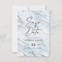 Chic Moonlight Marble with Dusty Blue Foil Details