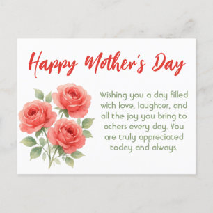 Chic Mother’s Day Postcard with Watercolor Flowers