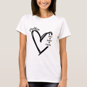 Chic Mothers Day Heart With 3 Children's Names T-Shirt