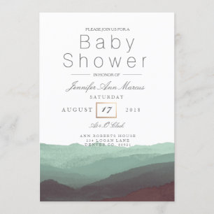 Chic Mountain Watercolor Pastel Baby Shower Invitation