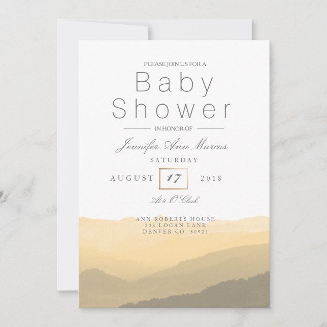 Chic Mountain Watercolor | Pastel Baby Shower Invitation (Front)