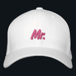 Chic Mr. blush pink white cute Embroidered Hat<br><div class="desc">Chic Mr.blush pink white cute Embroidered Baseball Cap
Available in many colours and options</div>