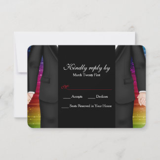 Chic Mr. & Mr. Tuxedo Couple RSVP Card