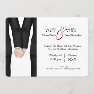 Chic Mr. & Mr. Tuxedo Couple Wedding Celebration Invitation