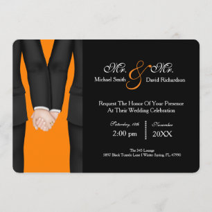 Chic Mr. & Mr. Tuxedo Couple Wedding Celebration Invitation