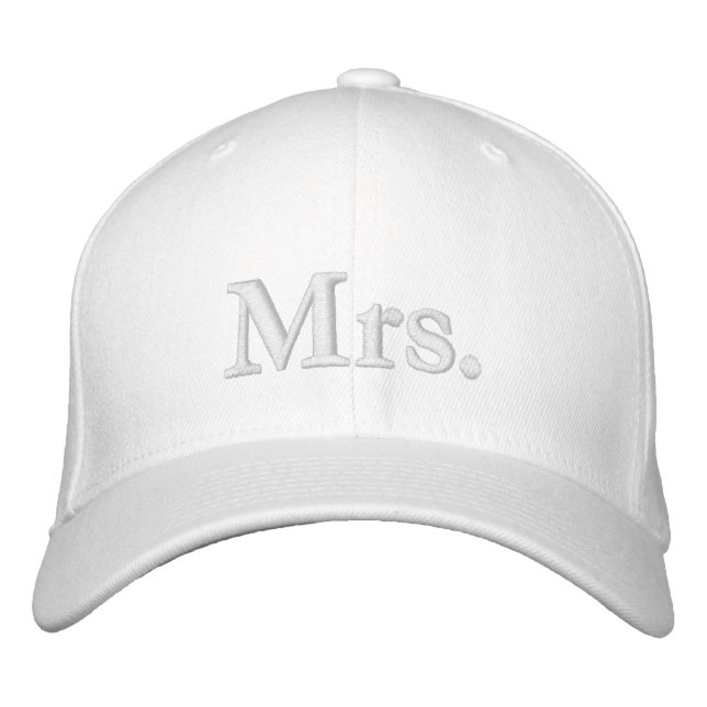 Chic Mrs. blush pink white Embroidered Hat (Front)