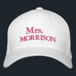 Chic Mrs. Last Name blush pink white Embroidered Hat<br><div class="desc">Chic Mrs. Last Name blush pink white Embroidered Baseball Cap
Available in many colours and options</div>