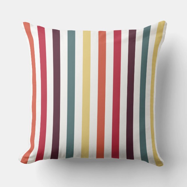 Chic Multicolored Stripes Cushion (Front)