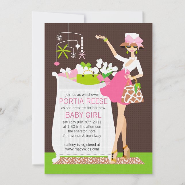 Chic Mum Crib Baby Girl Shower Invitation (Front)