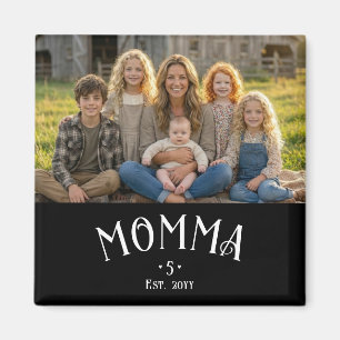 Chic Mum Established Kid Count Photo Black White Magnet