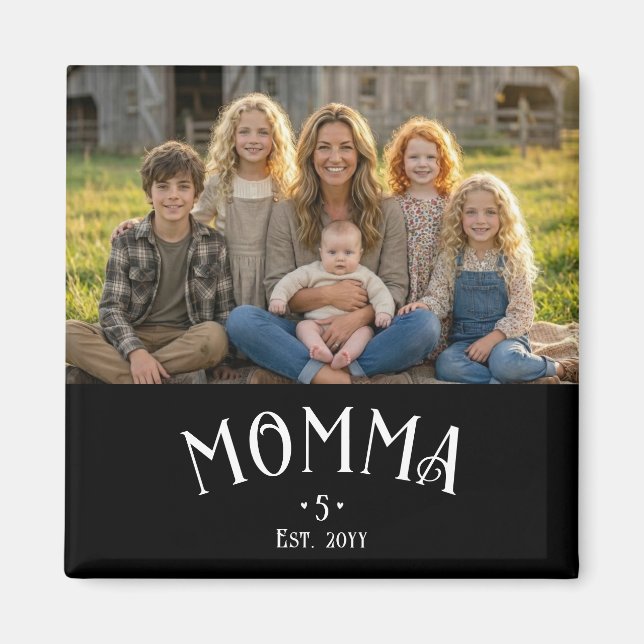 Chic Mum Established Kid Count Photo Black White Magnet (Front)