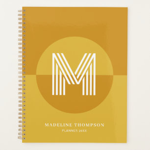 Chic Mustard Yellow Geometric Modern Monogram Planner