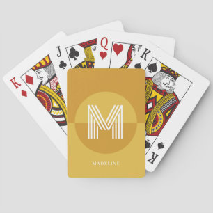 Chic Mustard Yellow Geometric Modern Monogram Playing Cards