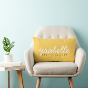 Chic Mustard Yellow Simple Bold Script Name Lumbar Cushion