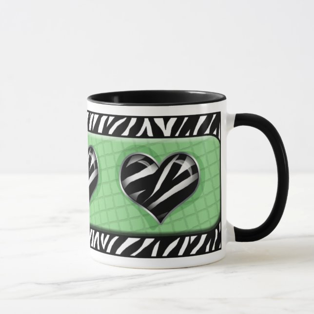 Chic My Heart Green Zebra Print Mug (Right)