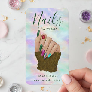 Chic Nail Salon Manicurist Artist Stylish Opal Business Card