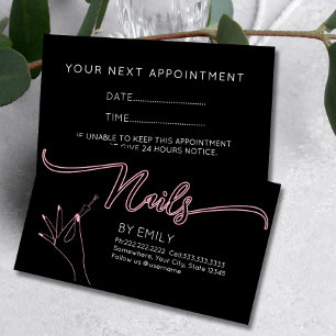 Chic nail salon Manicurist Blush Pink Appointment Card