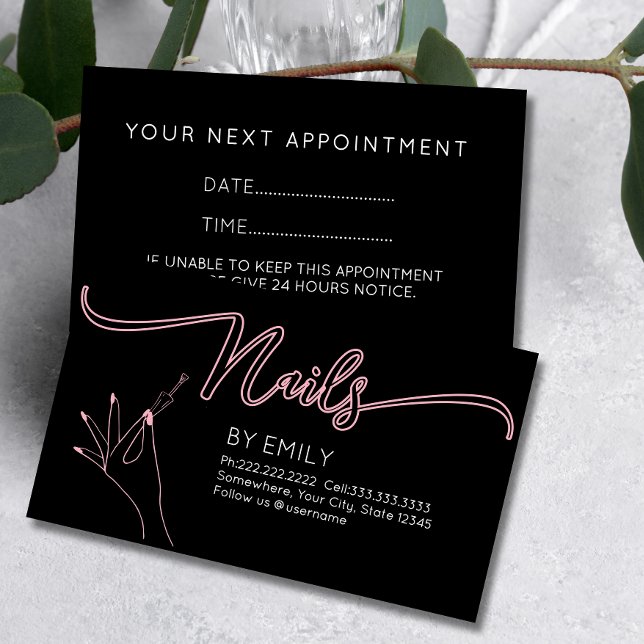 Chic nail salon Manicurist Blush Pink Appointment Card (Creator Uploaded)