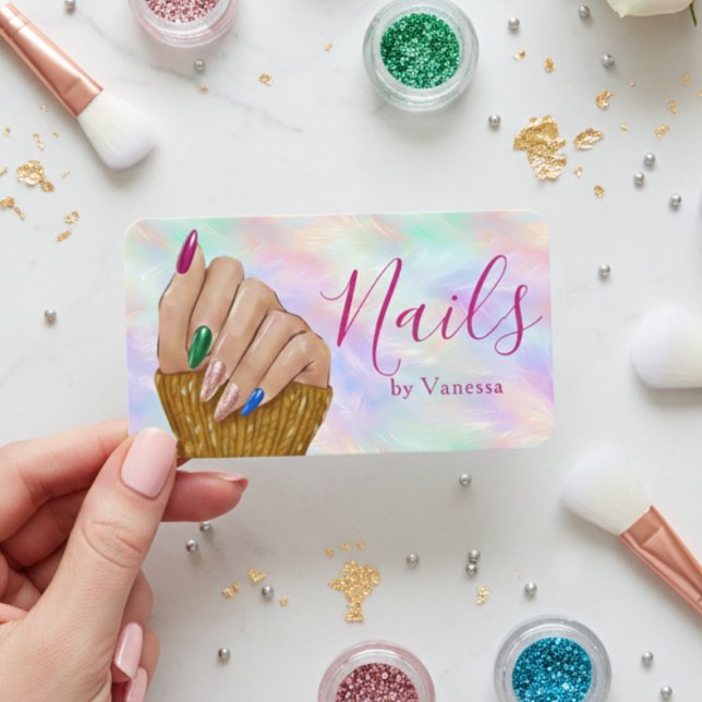 Chic Nail Studio Manicurist Artist Iridescent Opal Business Card (Creator Uploaded)