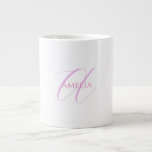Chic Name Monogram Initial Letter Calligraphy  Large Coffee Mug<br><div class="desc">Those who see it will say what a simple design and will not be able to take their eyes off this. It is a very elegant, very aesthetic and very simple perfect design. With such simplicity, you will immediately reflect what a fine personality you have and the sensitivity in your...</div>