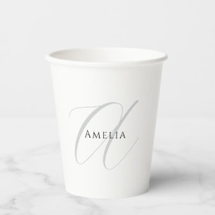Chic Name Monogram Initial Letter Calligraphy Paper Cups
