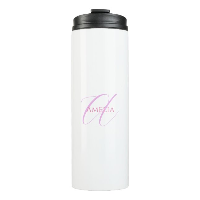 Chic Name Monogram Initial Letter Calligraphy  Thermal Tumbler (Front)