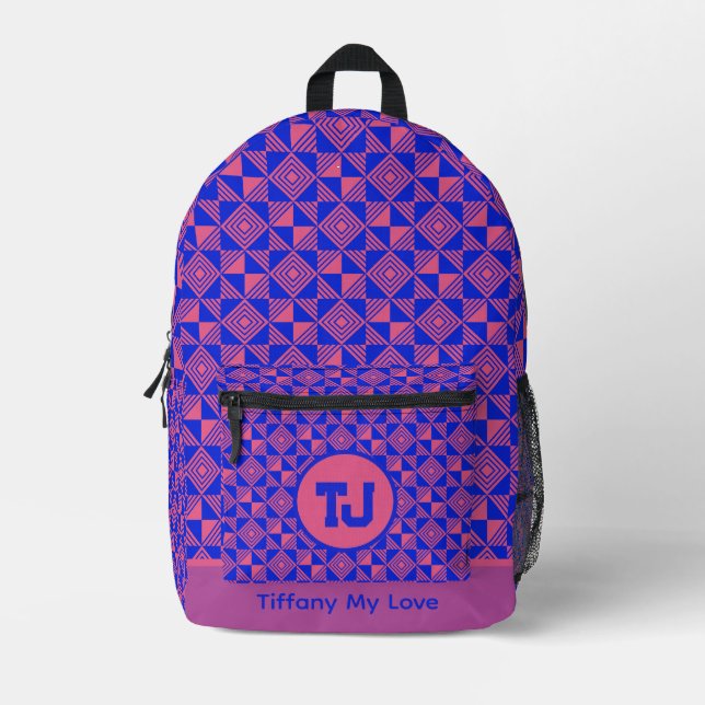 Chic Name Monogrammed Backpack For Kids (Front)