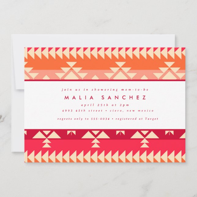 Chic Native American Southwest Red Baby Shower Invitation (Front)