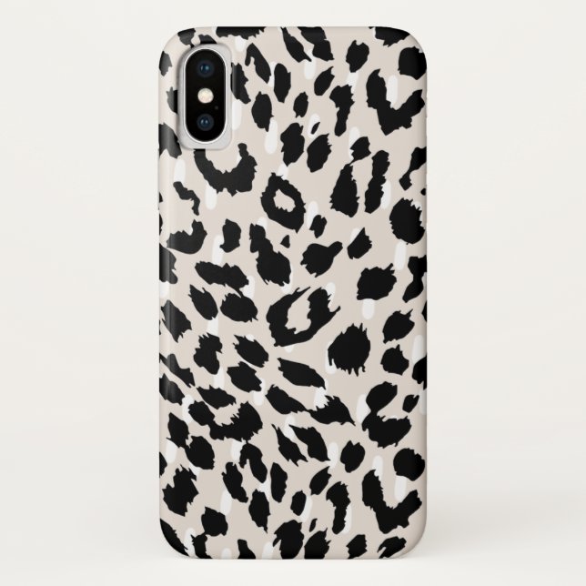 Chic Natural and Black Animal Print with Dots Case-Mate iPhone Case (Back)
