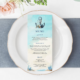 Chic Nautical Anchor Beach Seashore Wedding Menu