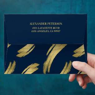 Chic Navy and Gold Birthday Personalized Envelope