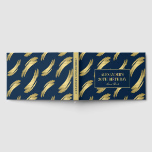 Chic Navy and Gold Foil Birthday Guest Book