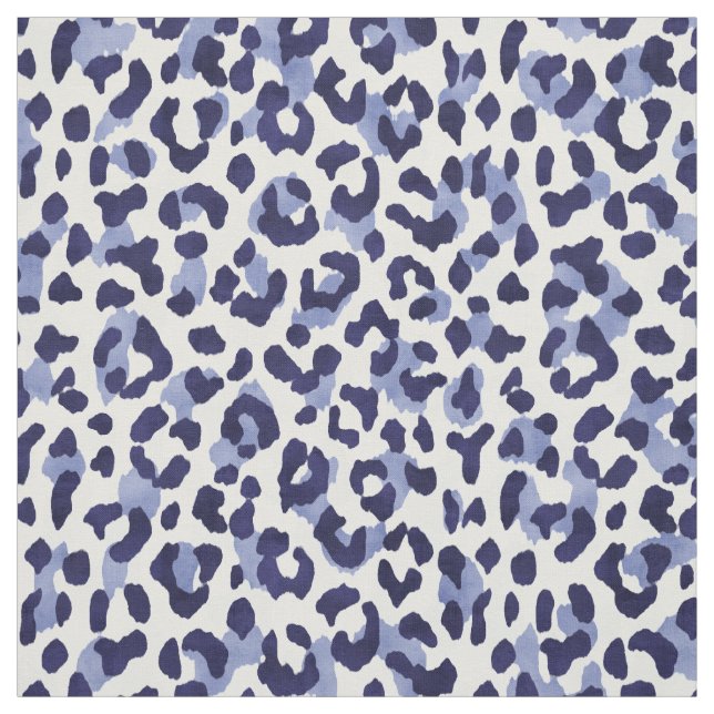 Chic navy blue and white cheetah print pattern fabric (Swatch)