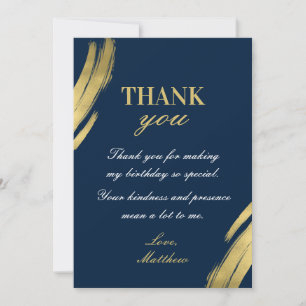 Chic Navy Blue Gold Elegant Birthday Invitation