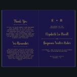 Chic Navy Blue & Gold Wedding Program Template<br><div class="desc">Chic Navy Blue & Gold Wedding Program Template.</div>