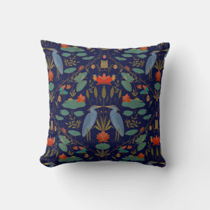 Chic navy blue Heron Pond Heritage Revival Cushion