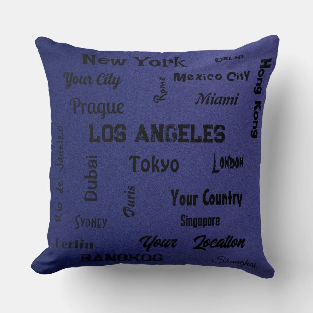 chic navy blue mega cities of the world  cushion (Front)