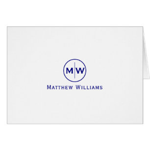 Chic Navy Blue Modern Circle Two Monogram Initial