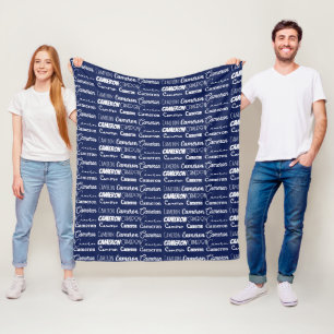 Chic Navy Blue Personalized Name Collage Fleece Blanket
