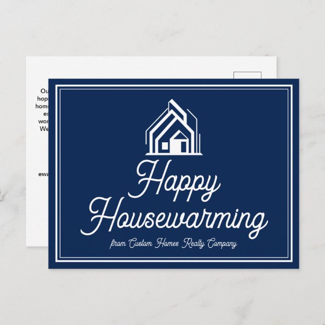 Chic Navy Blue Real Estate Company Custom Realtor Postcard (Front/Back)