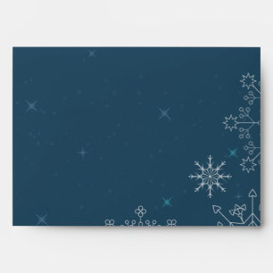 Chic navy blue snowflake winter damask envelope