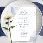 Chic Navy Blue Watercolor Stains, Monogram Wedding Invitation<br><div class="desc">Delight your guests with this beautiful wedding invitation with delicate soft navy blue watercolor stains and exquisite hand drawn botanical monogram. Modern hand written calligraphy details. Ability to change "together with their parents" introduction to "together with their families", "together with great joy" or "together with great pleasure". Both front and...</div>