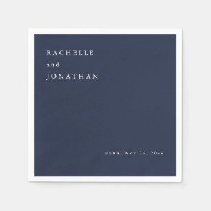 Chic Navy Blue White Simple Wedding Napkins